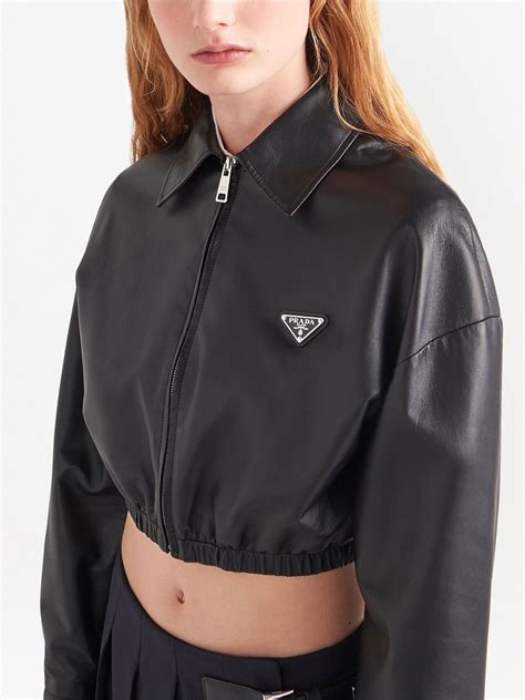 prada leather jacket women|prada nylon jacket women's.